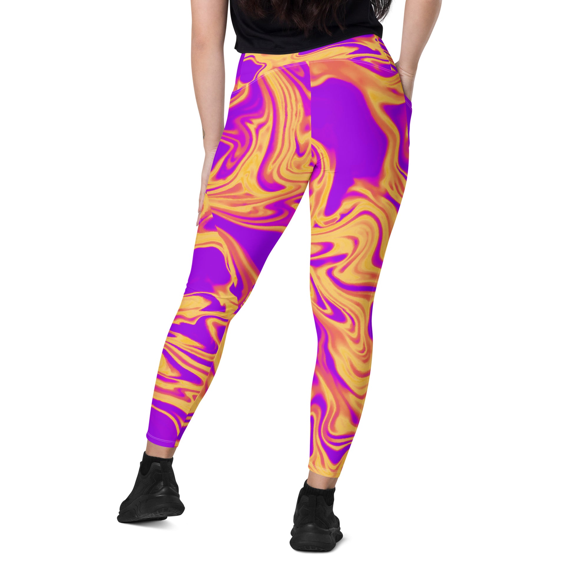 Cosmic Flow Women's Recycled Crossover Leggings With Pockets - FLAKOUT