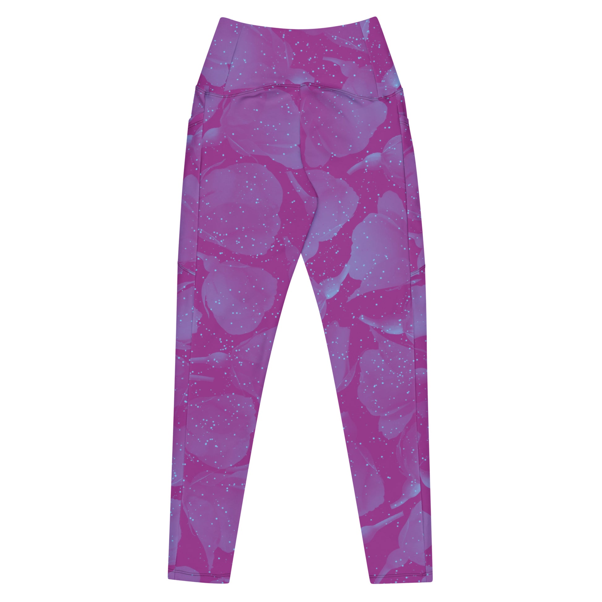 Night Flowers Women's Recycled Crossover Leggings With Pockets - FLAKOUT