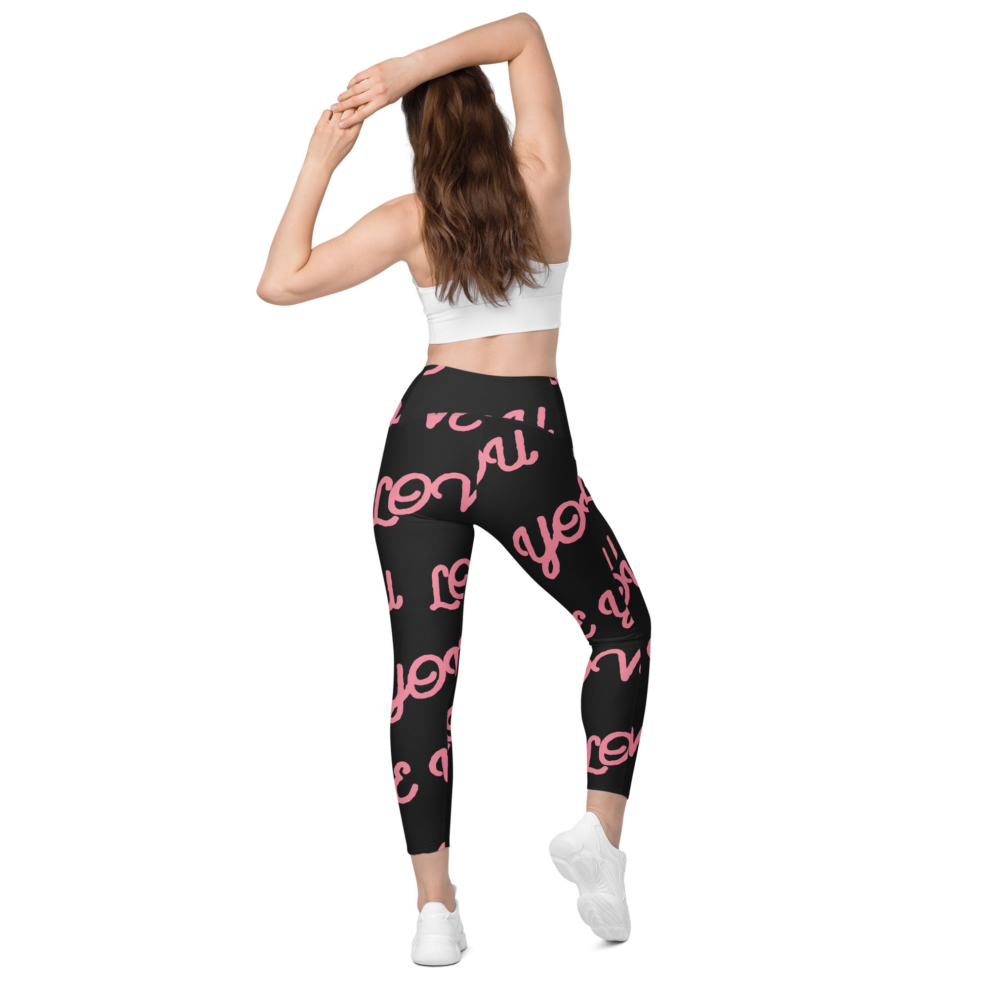 Love You Women's Recycled Crossover Leggings With Pockets - FLAKOUT