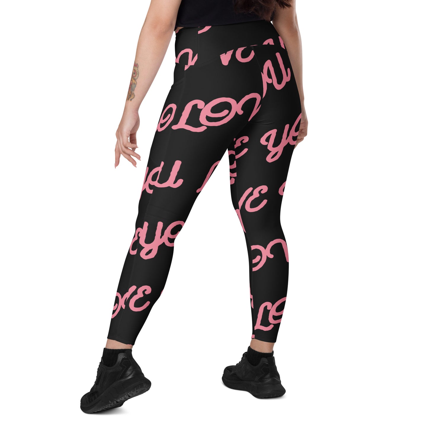 Love You Women's Recycled Crossover Leggings With Pockets - FLAKOUT