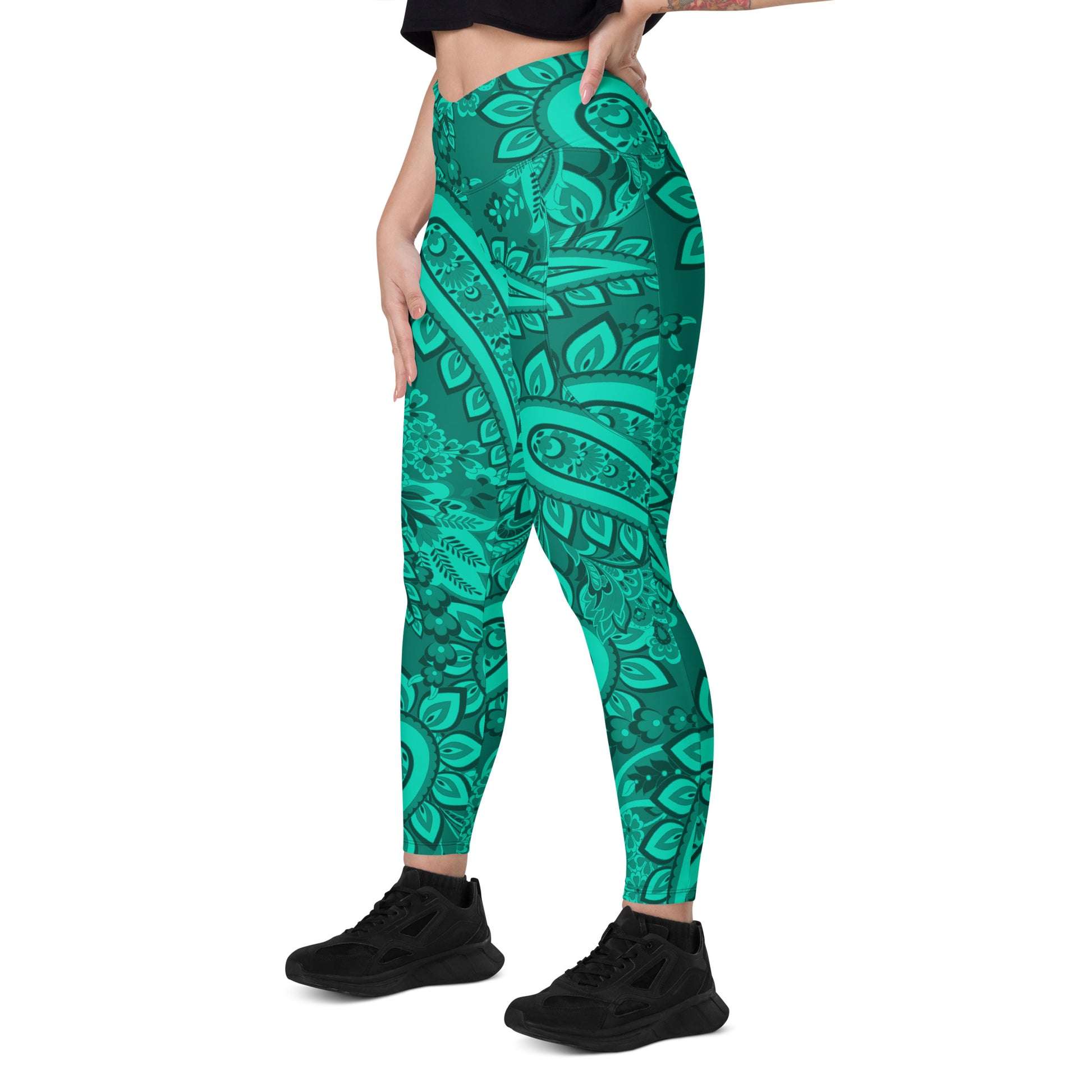 Infinite Quasar Women's Recycled Crossover Leggings With Pockets - FLAKOUT