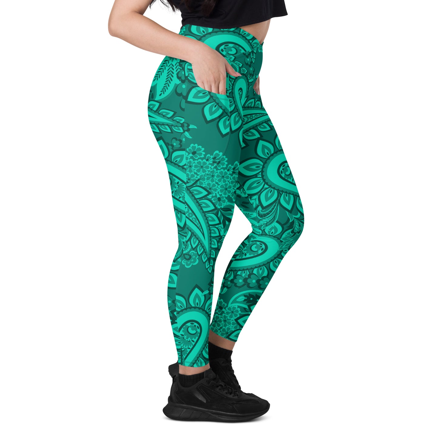 Infinite Quasar Women's Recycled Crossover Leggings With Pockets - FLAKOUT