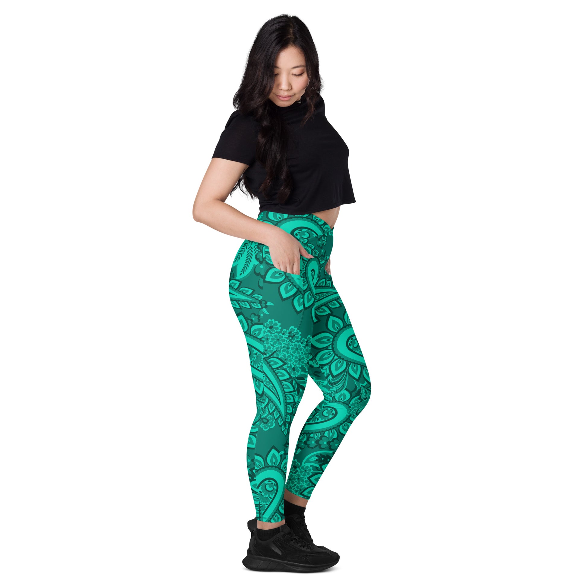 Infinite Quasar Women's Recycled Crossover Leggings With Pockets - FLAKOUT