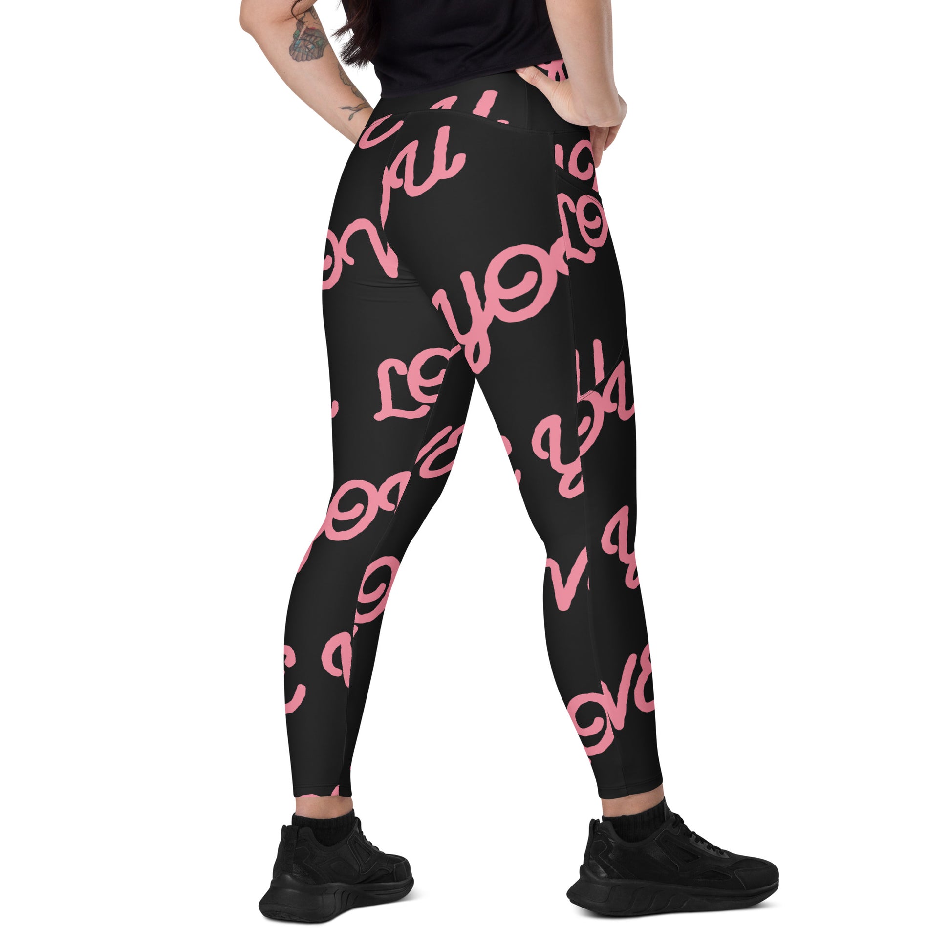 Love You Women's Recycled Crossover Leggings With Pockets - FLAKOUT