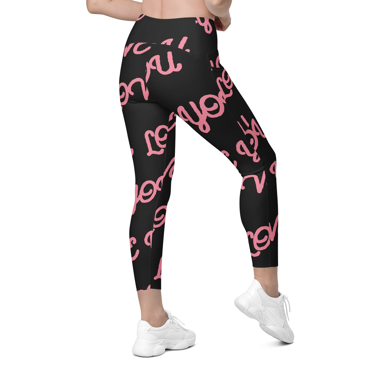 Love You Women's Recycled Crossover Leggings With Pockets - FLAKOUT