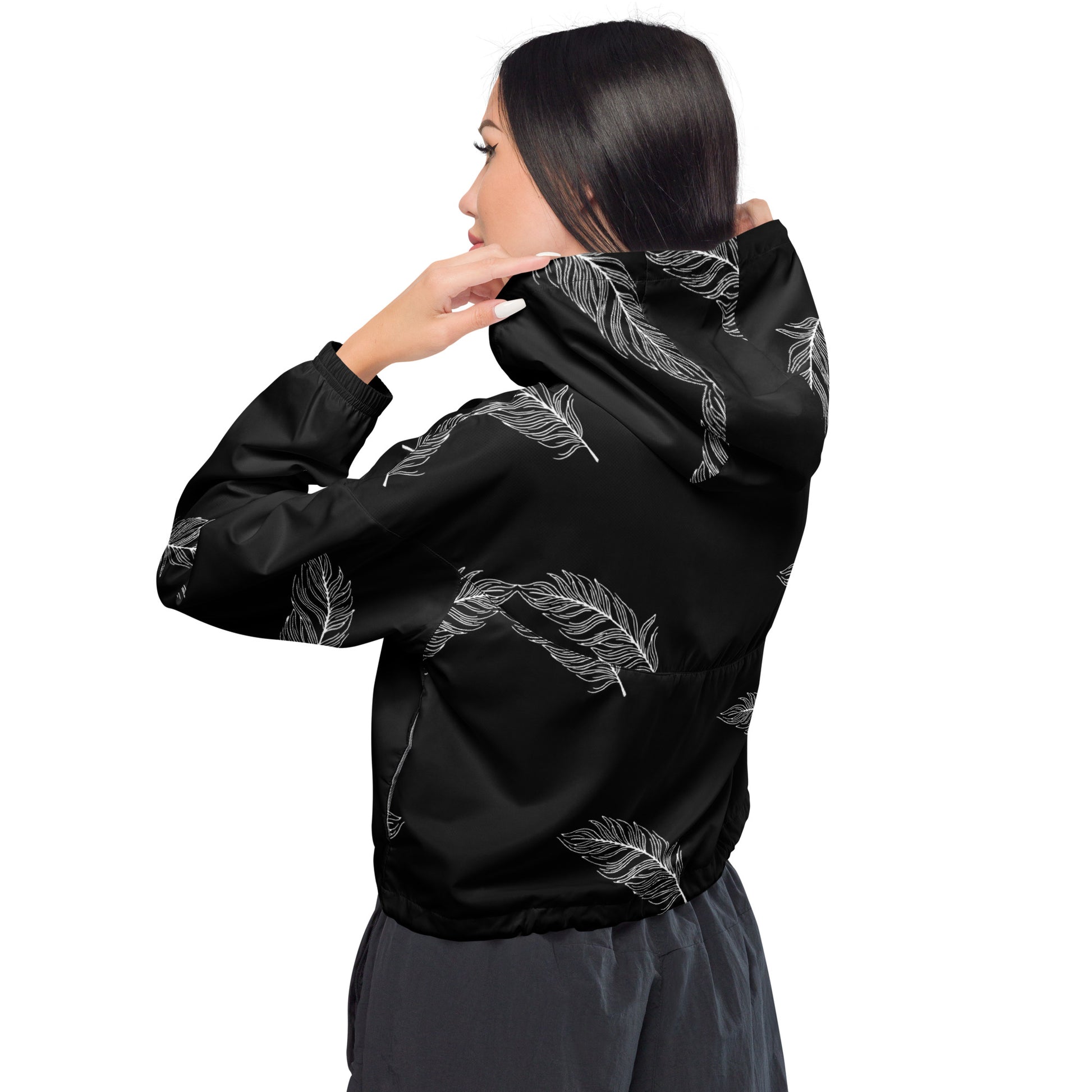 Ethereal Plumes Women’s Cropped Windbreaker - FLAKOUT