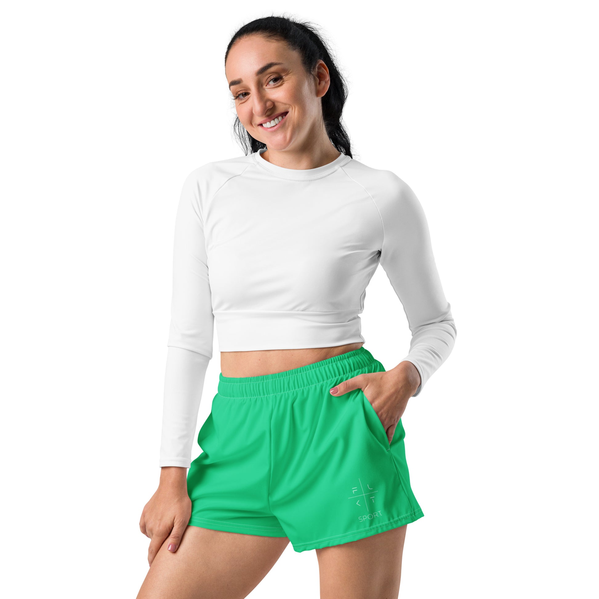 FLAKOUT Sport Verdant Oasis Women’s Recycled Athletic Shorts - FLAKOUT