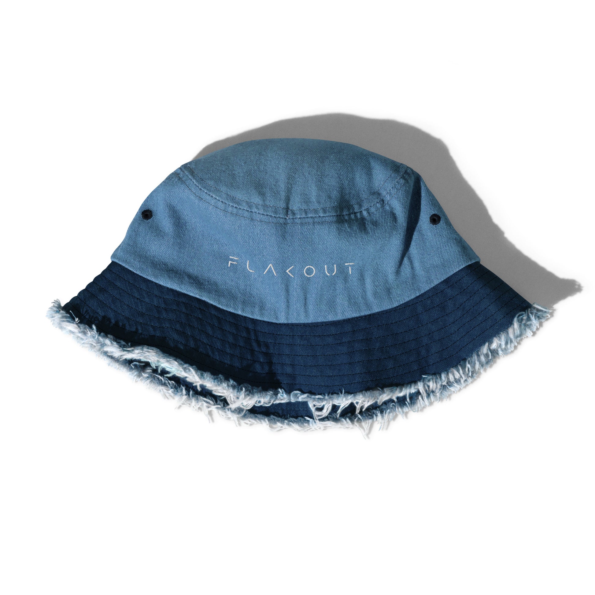 FLAKOUT Logo Embroidered Distressed Denim Hat - FLAKOUT