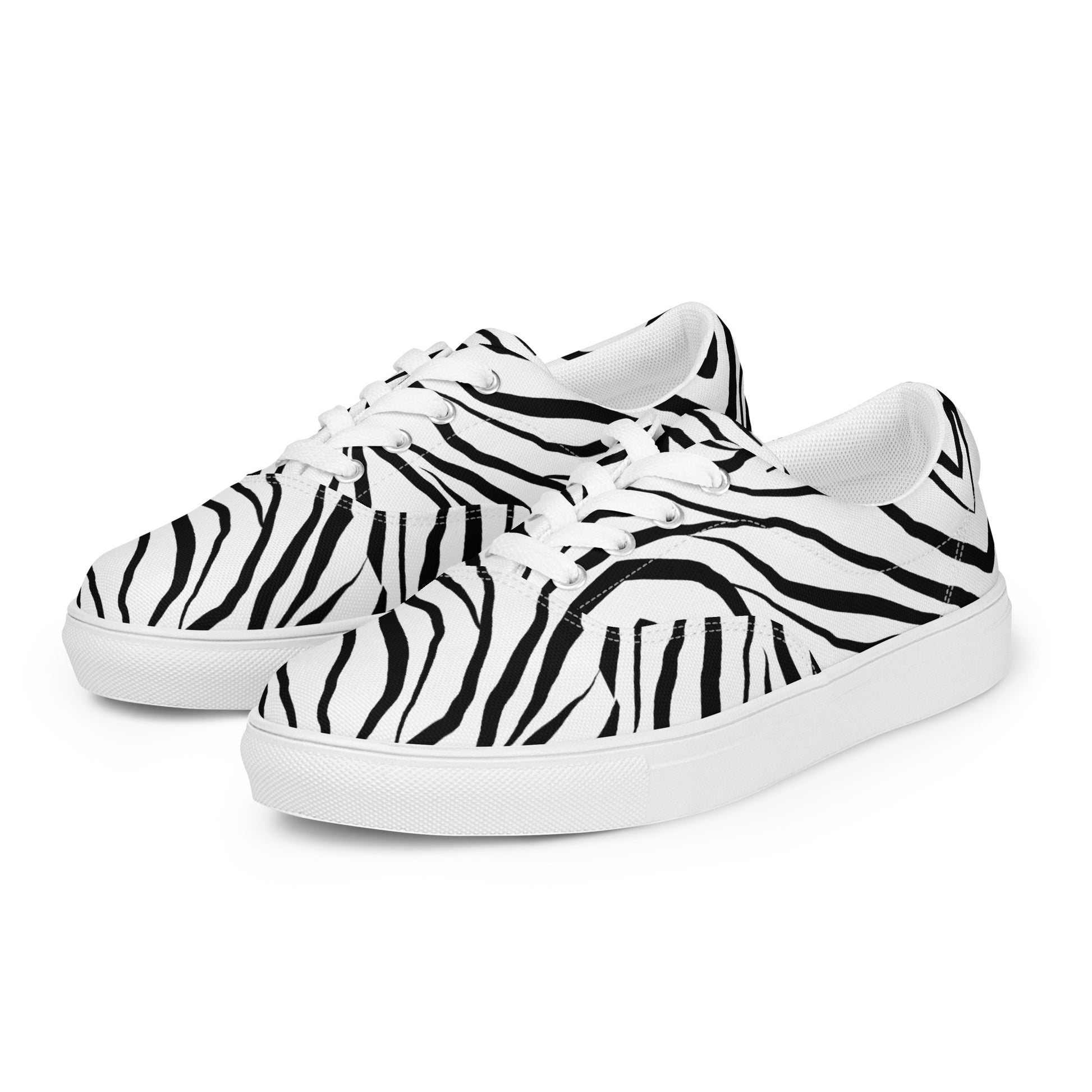 Striped Zebra Vibrance Men’s Lace-up Canvas Shoes - FLAKOUT