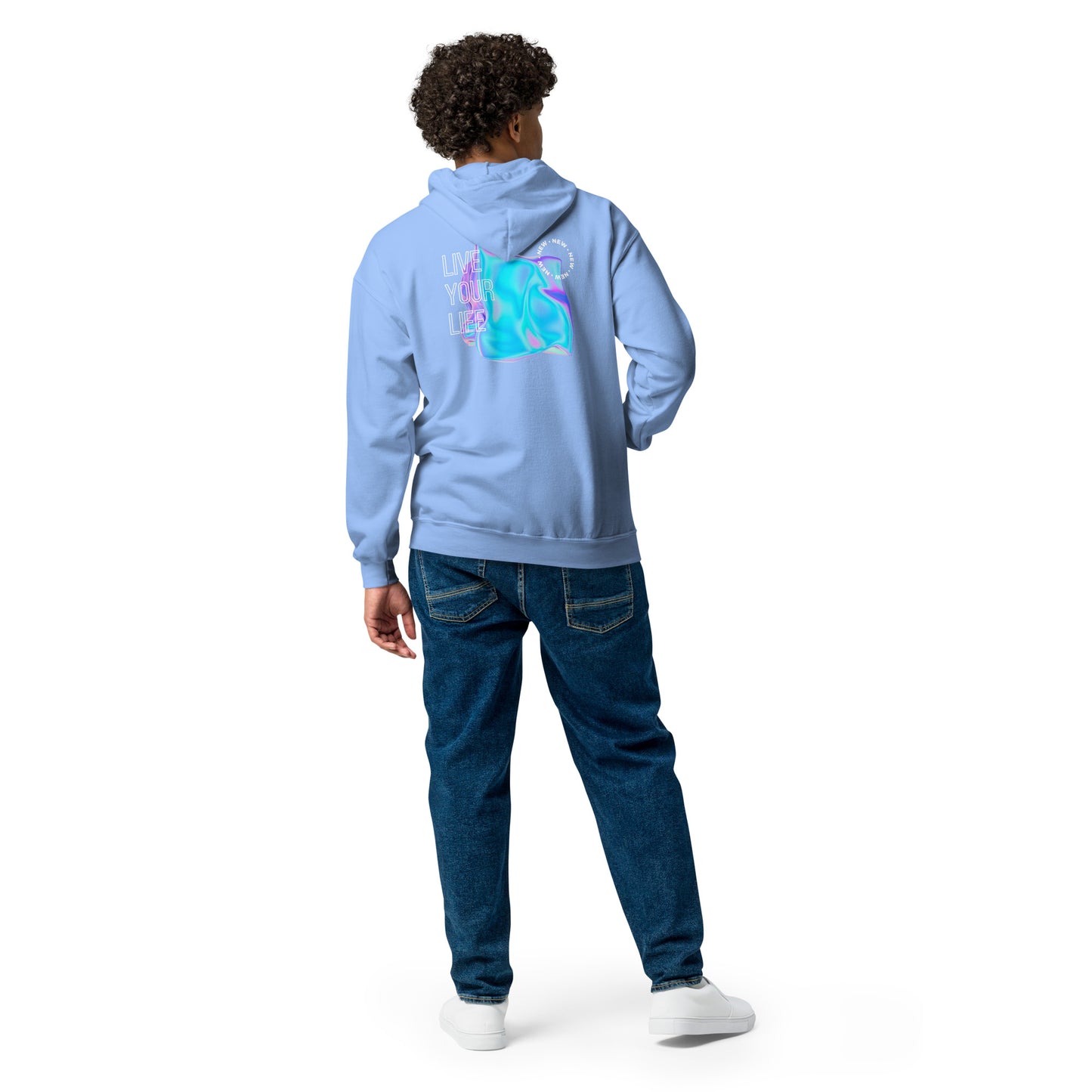 Vivid Existence Live Your Life Heavy Harmony Fusion Zip Hoodie - Carolina Blue - FLAKOUT