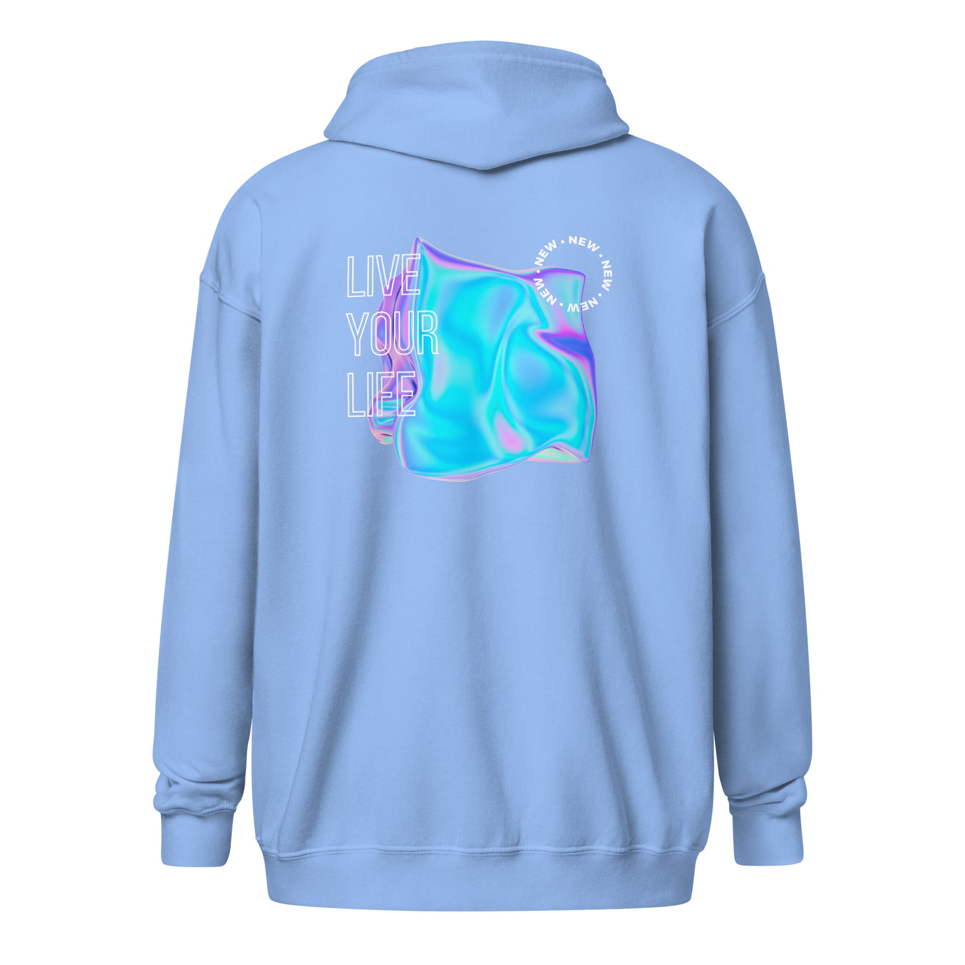 Vivid Existence Live Your Life Heavy Harmony Fusion Zip Hoodie - Carolina Blue - FLAKOUT