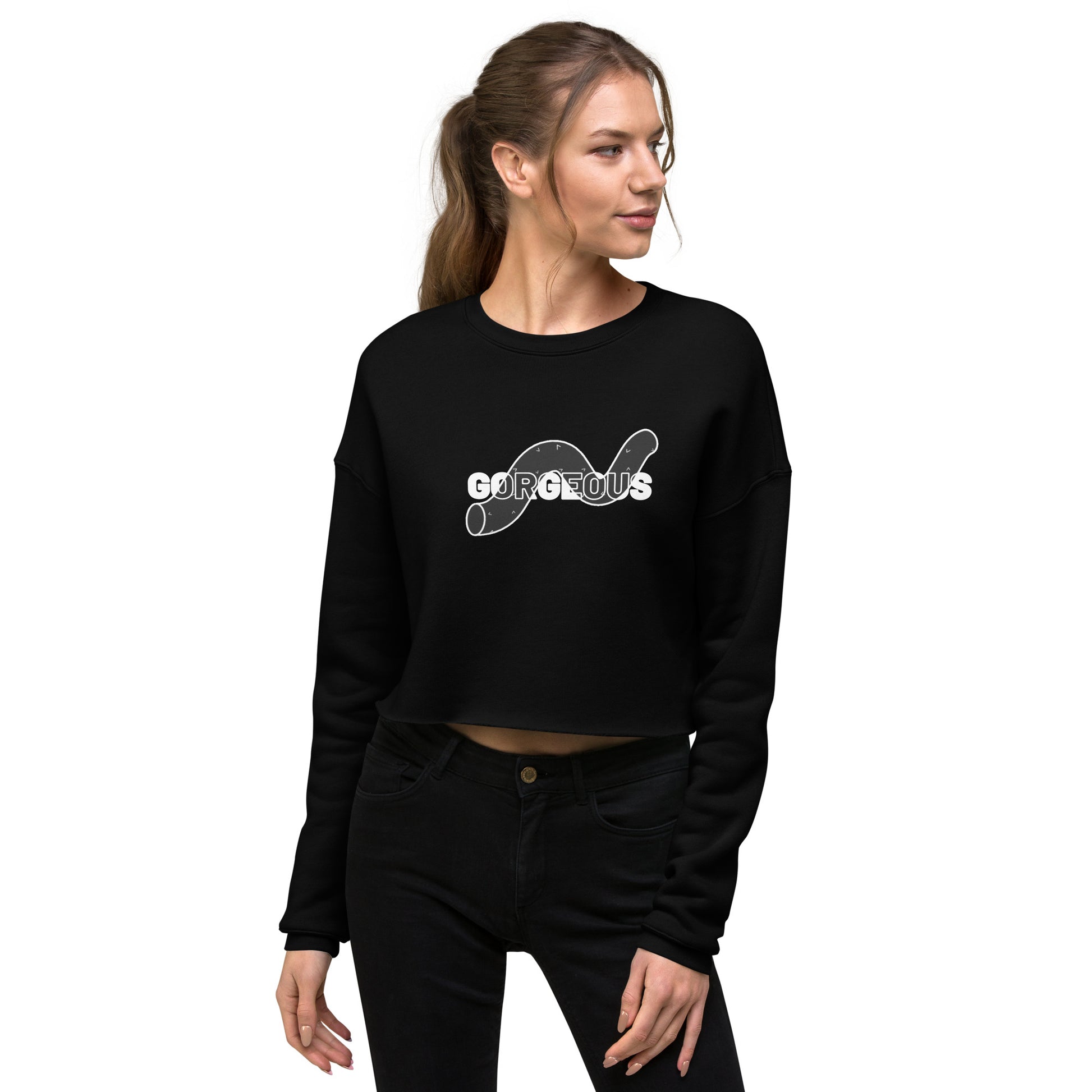 Gorgeous Opullent Allure Women's Crop Sweatshirt - Black - FLAKOUT