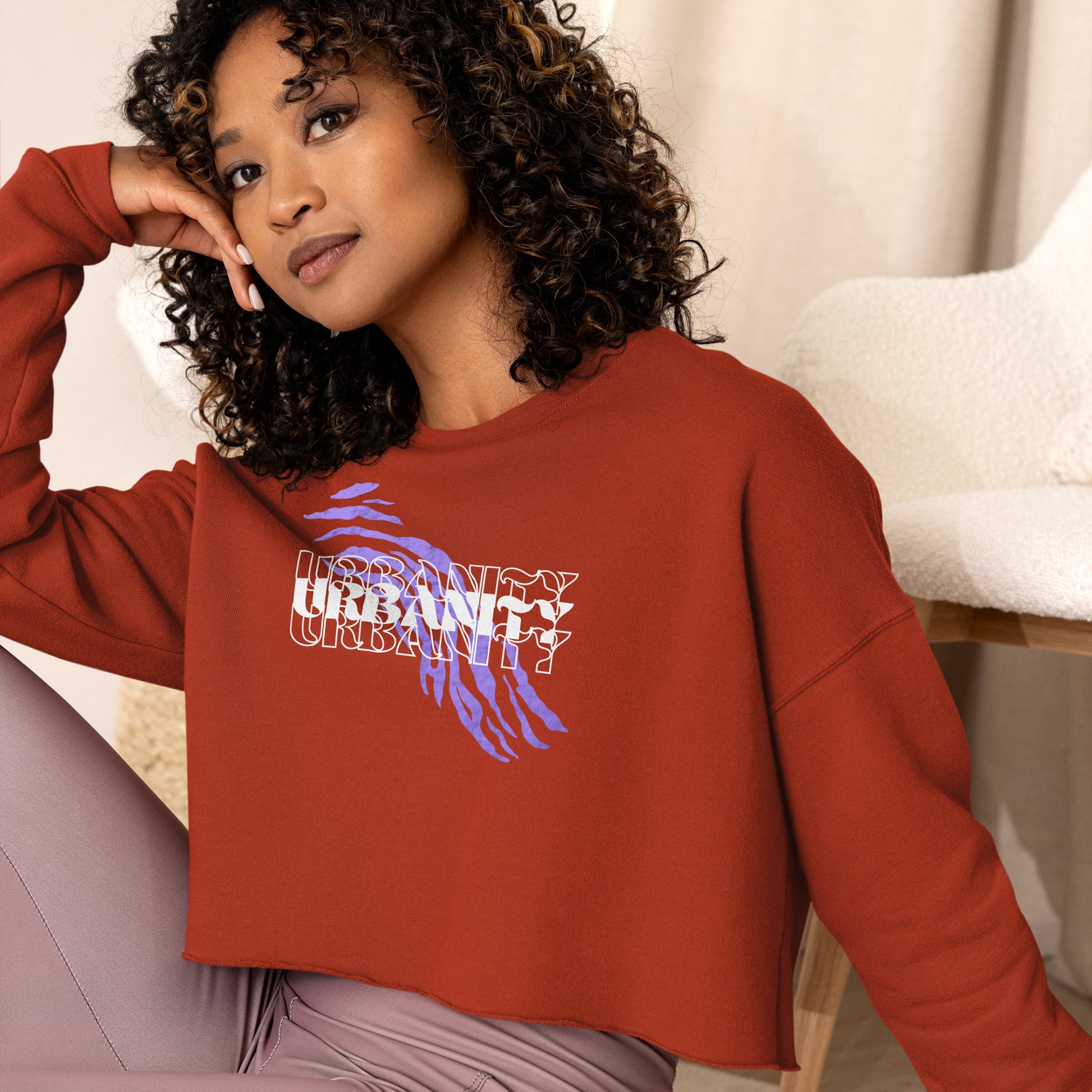 Streetwise Urbanity Women's Crop Sweatshirt - Brick - FLAKOUT