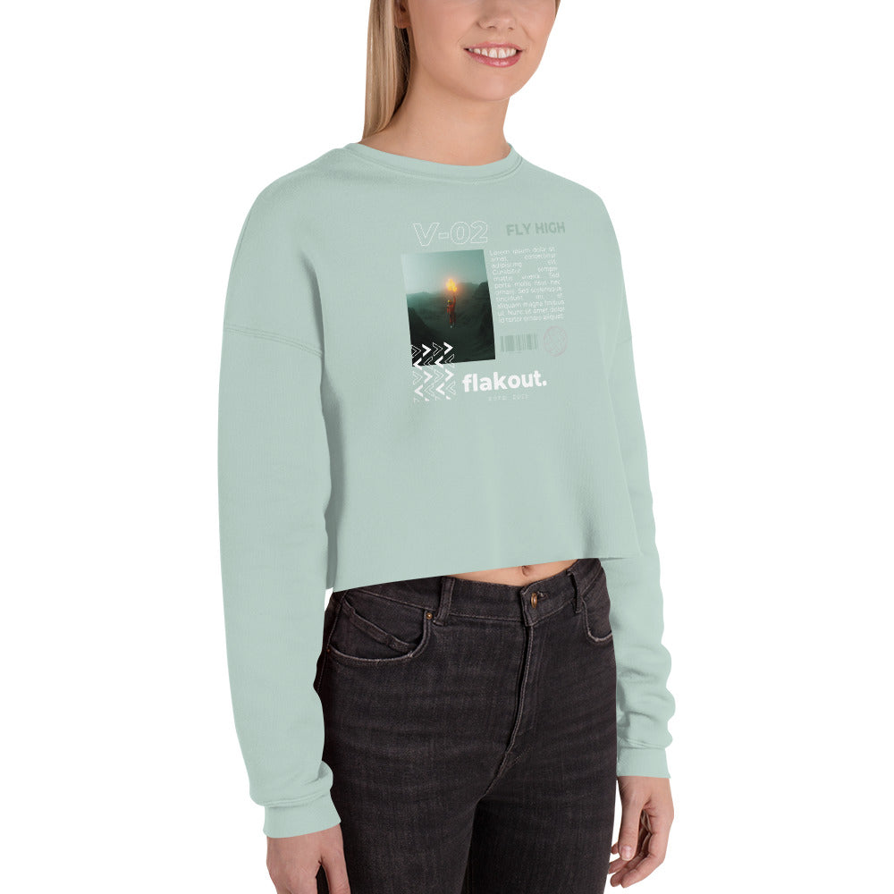 Fly High Voyager Women's Crop Sweatshirt - Dusty Blue - FLAKOUT