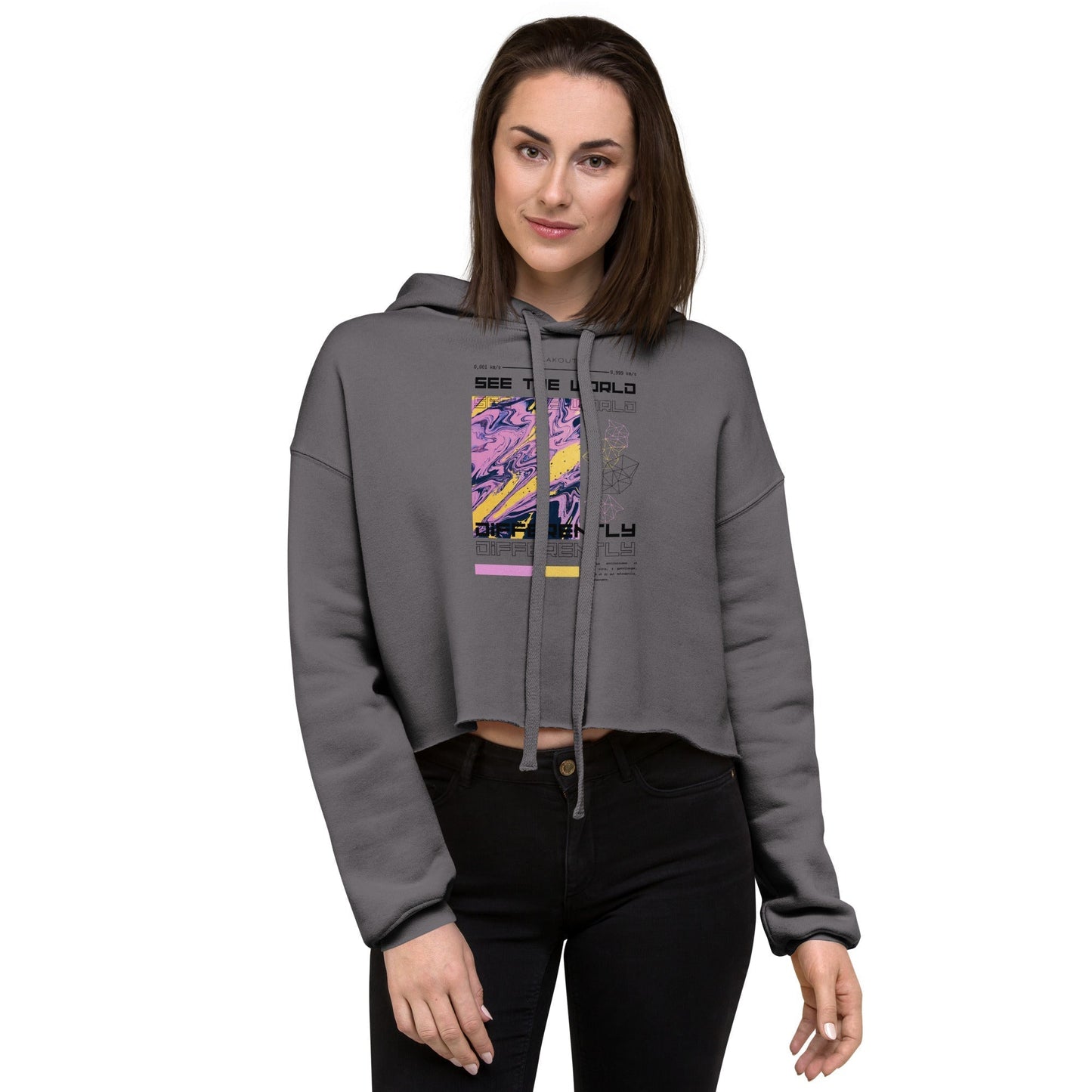 Divergent Horizon See The World Differently Women's Crop Hoodie - FLAKOUT