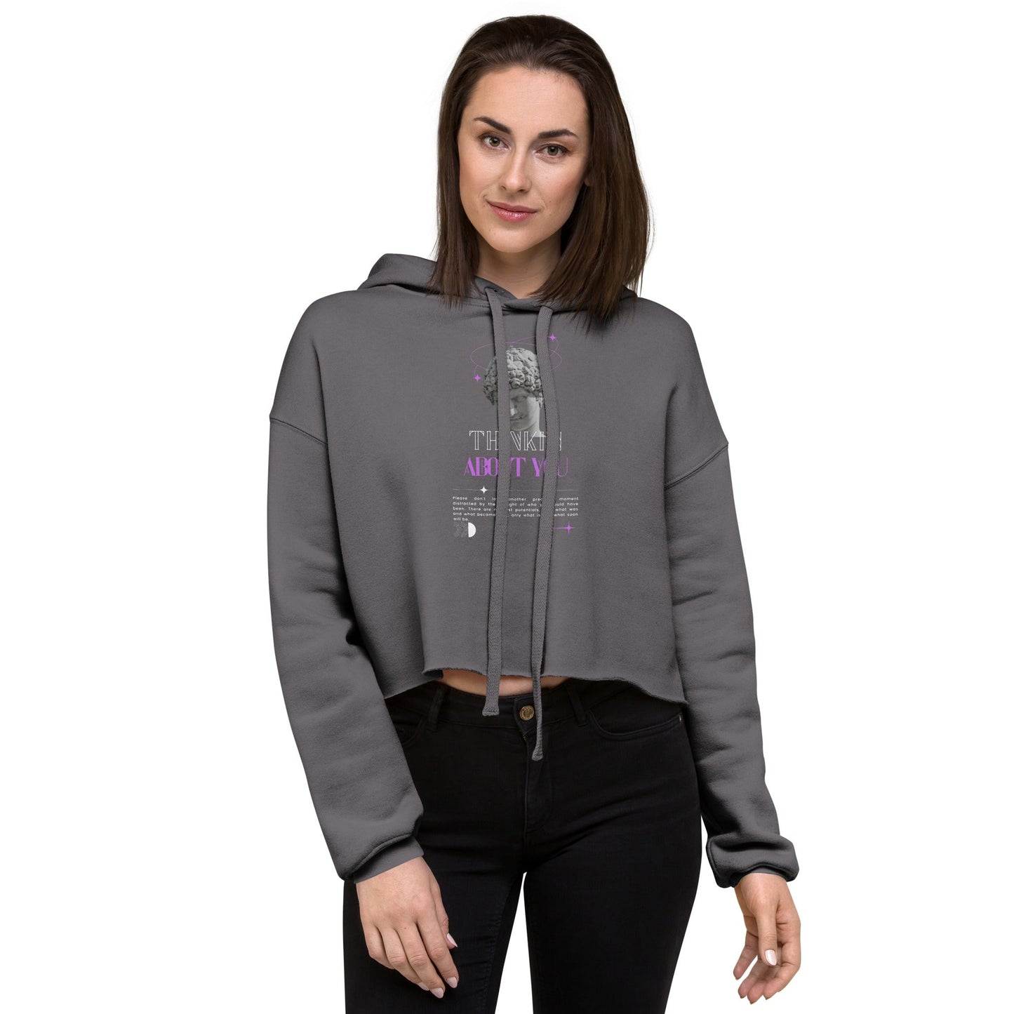 Mindfully Thinki'n About You Women's Crop Hoodie - FLAKOUT